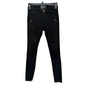Current/Elliot Women's Black Lambskin Suede Leather Pants Size 23 EUC